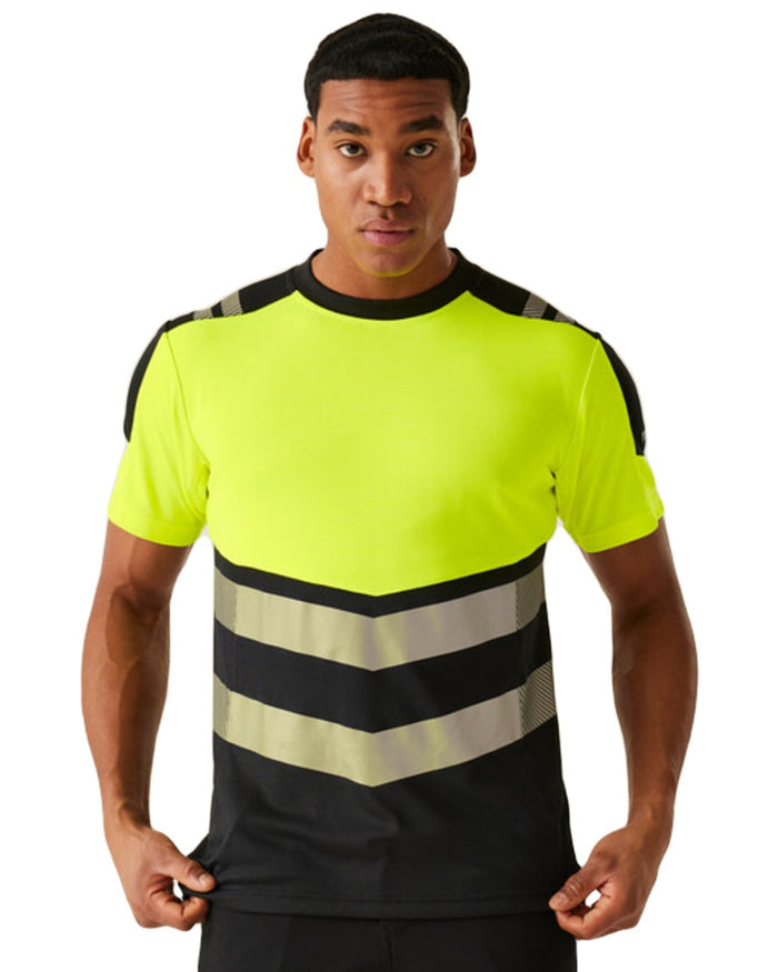 Black Yellow Coloured Regatta Mens Hi-Vis X-Pro T-Shirt Class 1 on White Background
#colour_black-yellow