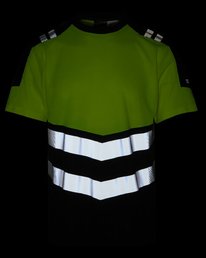 Black Yellow Coloured Regatta Mens Hi-Vis X-Pro T-Shirt Class 1 on Black Background
#colour_black-yellow