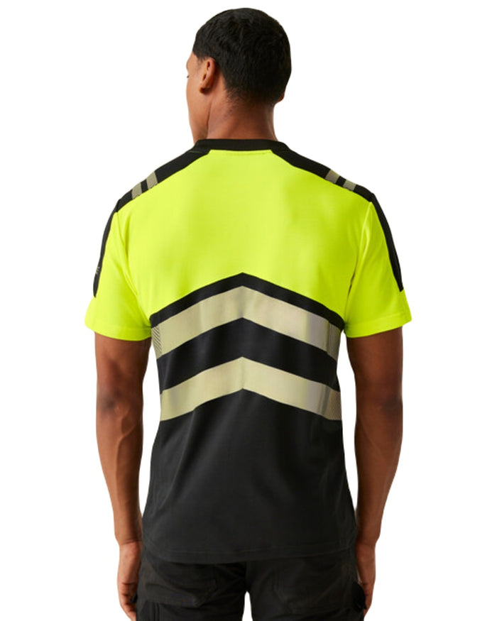 Black Yellow Coloured Regatta Mens Hi-Vis X-Pro T-Shirt Class 1 on White Background
#colour_black-yellow