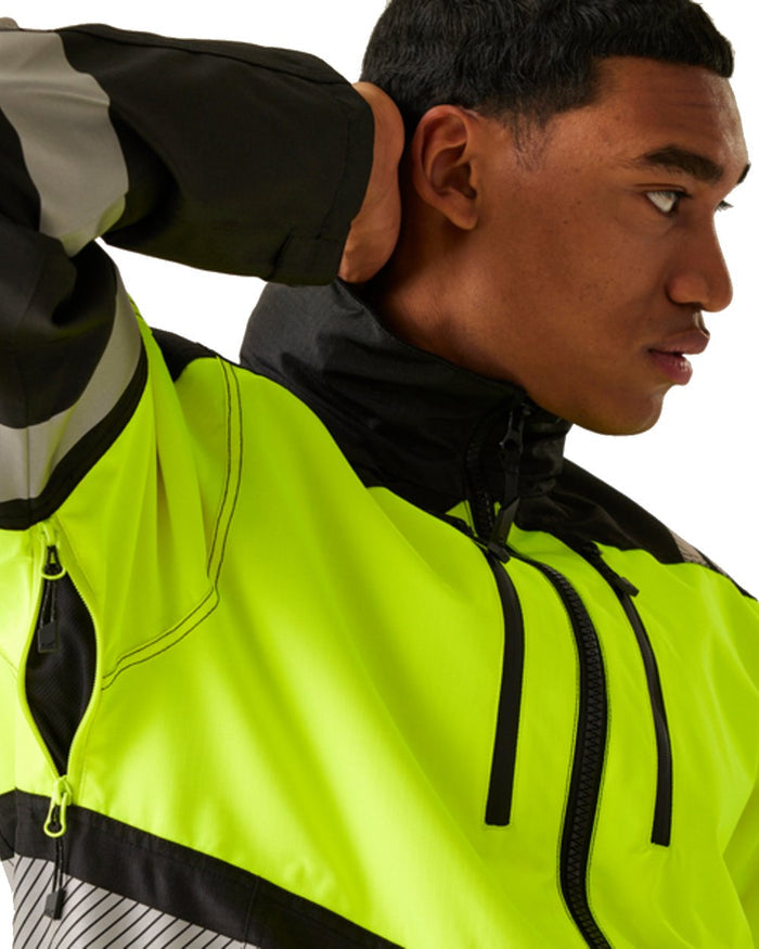 Black Yellow Coloured Regatta Mens Hi-Vis X-Pro Waterproof Shell Jacket Class 2 on White Background
#colour_black-yellow