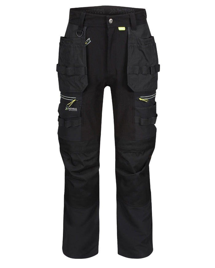 Black coloured Regatta Mens Infiltrate Softshell Stretch Trousers on white background #colour_black