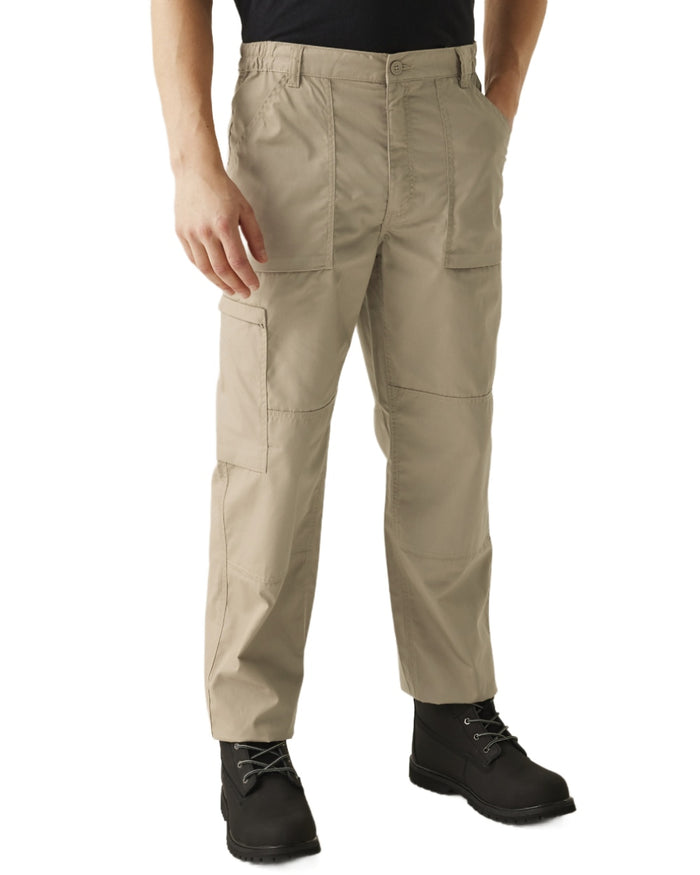 Lichen coloured Regatta Mens Multi Pocket Action Trousers Short Leg on white background #colour_lichen