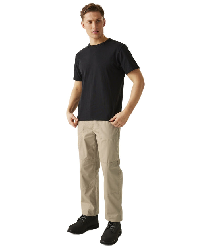 Lichen coloured Regatta Mens Multi Pocket Action Trousers Short Leg on white background #colour_lichen