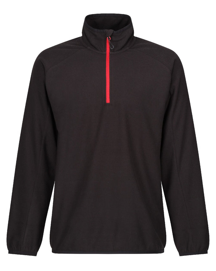 Black Classic Red coloured Regatta Mens Navigate Half-Zip Fleece on white background #colour_black-classic-red
