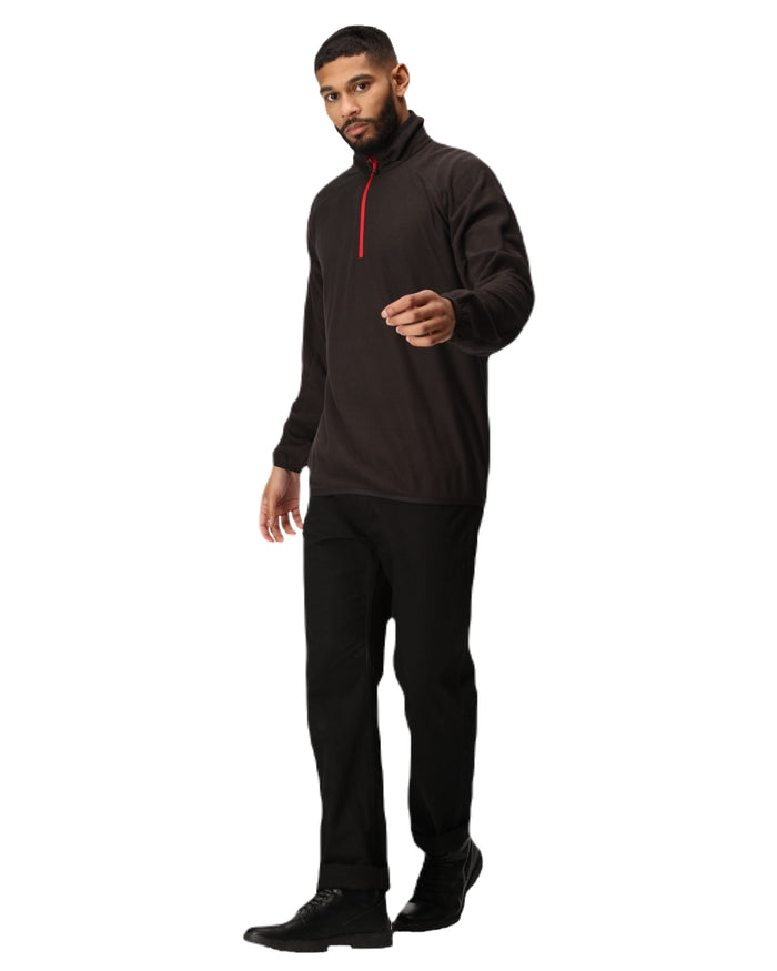 Black Classic Red coloured Regatta Mens Navigate Half-Zip Fleece on white background #colour_black-classic-red