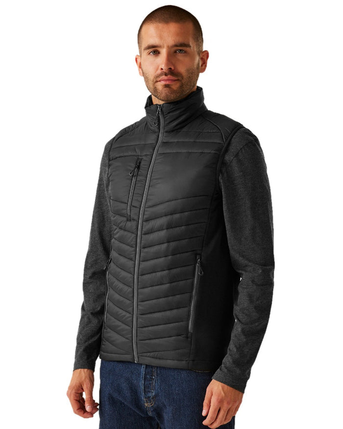 Black Seal Grey coloured Regatta Mens Navigate Hybrid Bodywarmer on white background #colour_black-seal-grey