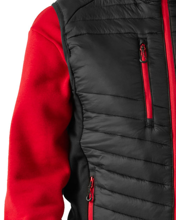 Black Classic Red coloured Regatta Mens Navigate Hybrid Bodywarmer on white background #colour_black-classic-red