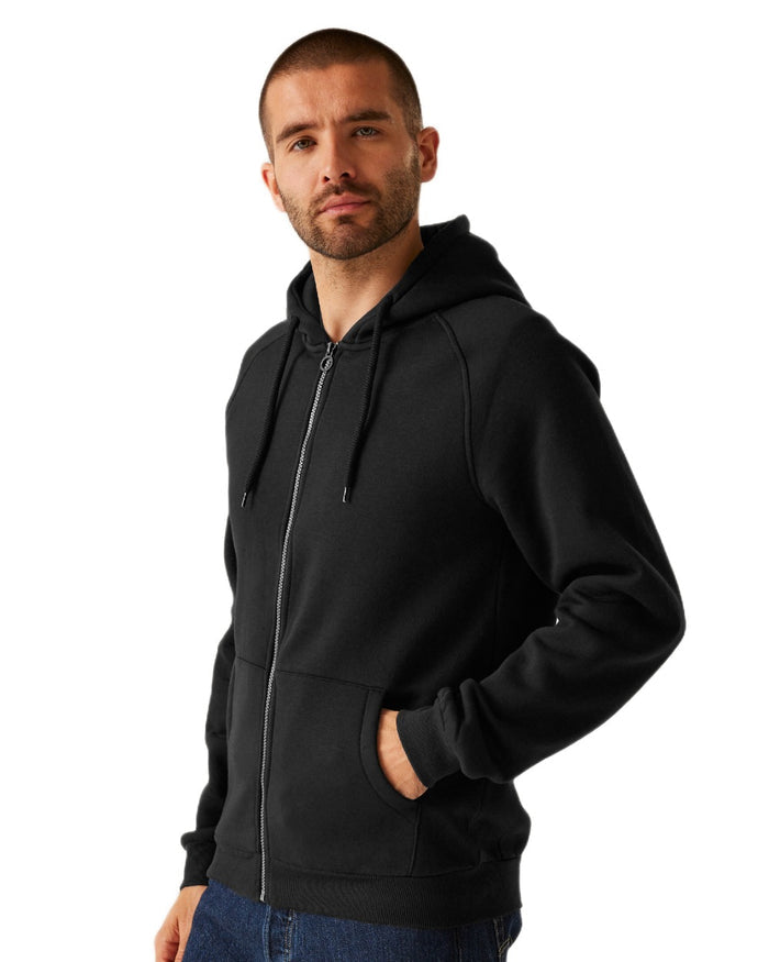 Black coloured Regatta Professional Mens Pro FZ Hoodie on white background #colour_black