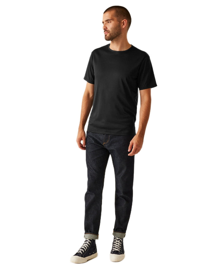 Black coloured Regatta Professional Mens Pro Wicking T-Shirt on white background #colour_black