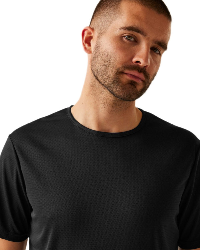 Black coloured Regatta Professional Mens Pro Wicking T-Shirt on white background #colour_black