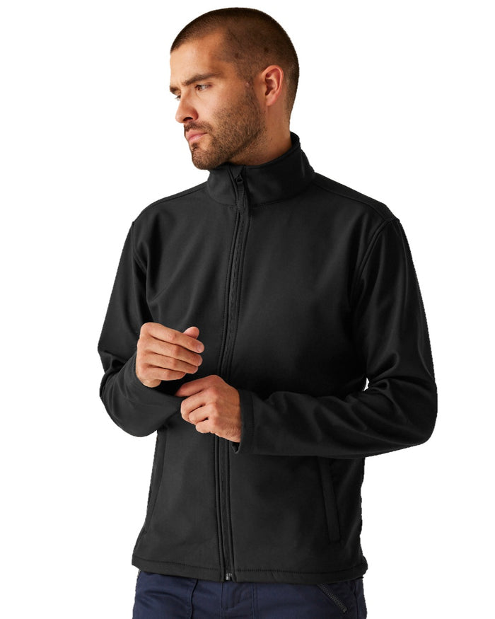 Black coloured Regatta Mens Reid Softshell Jacket on white background #colour_black