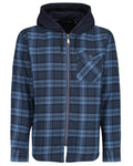 Navy Check coloured Regatta Professional Mens Seige Hooded Shirt Jacket on white background #colour_navy-check