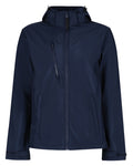 Navy coloured Regatta Mens Venturer 3 Layer Printable Hooded Softshell Jacket on white background #colour_navy