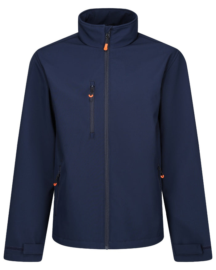 Navy coloured Regatta Professional Mens Thermogen Heated Softshell Jacket on white background #colour_navy