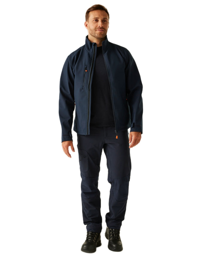 Navy coloured Regatta Professional Mens Thermogen Heated Softshell Jacket on white background #colour_navy