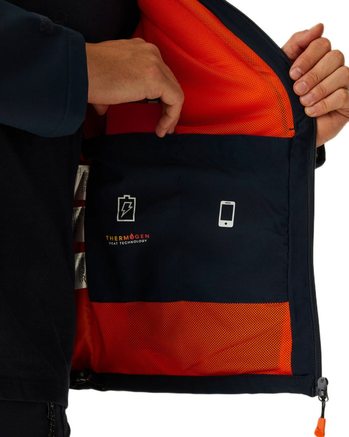 Navy coloured Regatta Professional Mens Thermogen Heated Softshell Jacket on white background #colour_navy