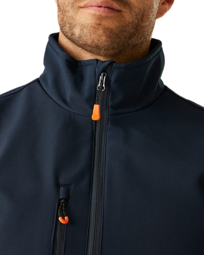 Navy coloured Regatta Professional Mens Thermogen Heated Softshell Jacket on white background #colour_navy