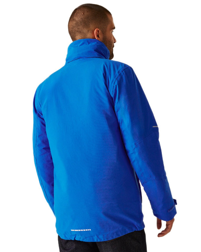Oxford Blue Black coloured Regatta Professional Mens X-Pro Evader III 3 in 1 Waterproof Insulated Jacket on white background #colour_oxford-blue-black