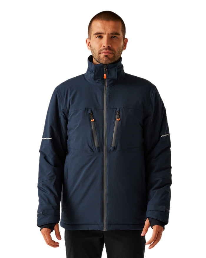 Navy Grey coloured Regatta Professional Mens X-Pro Marauder III Waterproof Insulated Jacket on white background #colour_navy-grey