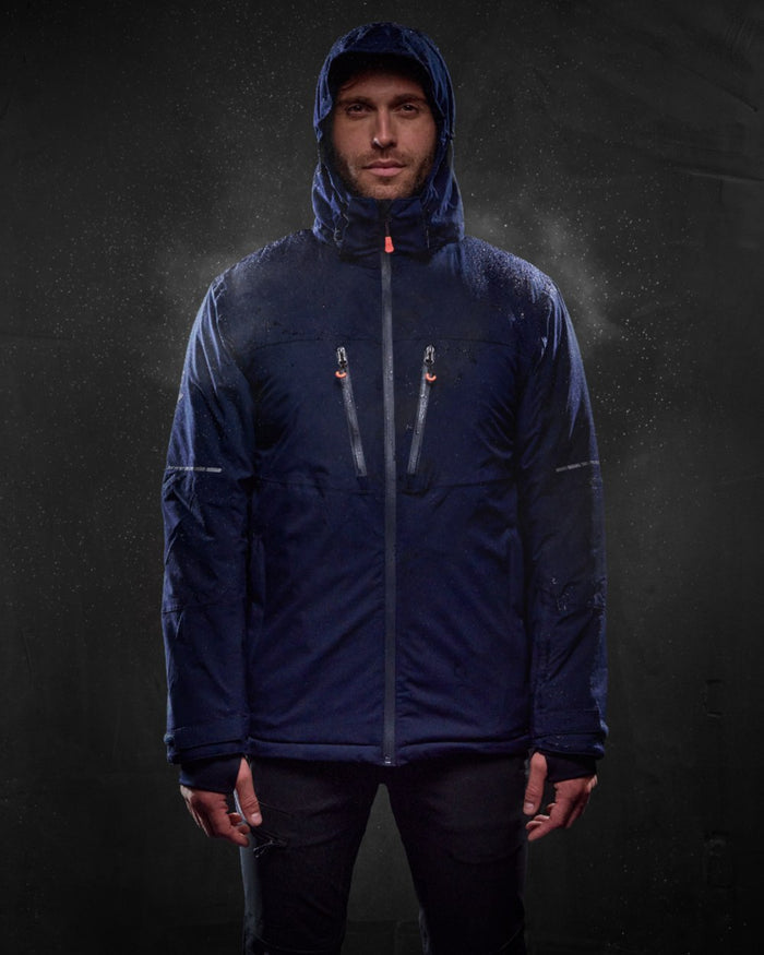 Navy Grey coloured Regatta Professional Mens X-Pro Marauder III Waterproof Insulated Jacket on black background #colour_navy-grey