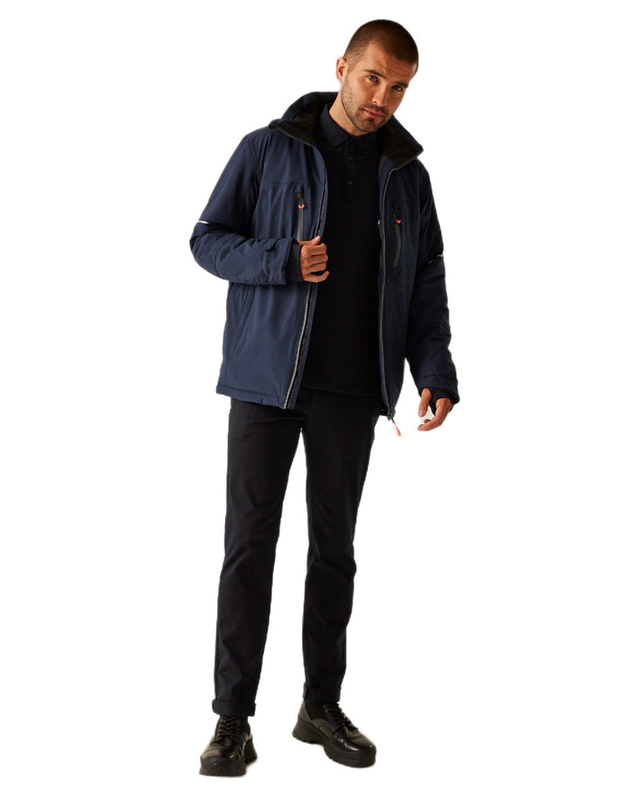 Navy Grey coloured Regatta Professional Mens X-Pro Marauder III Waterproof Insulated Jacket on white background #colour_navy-grey