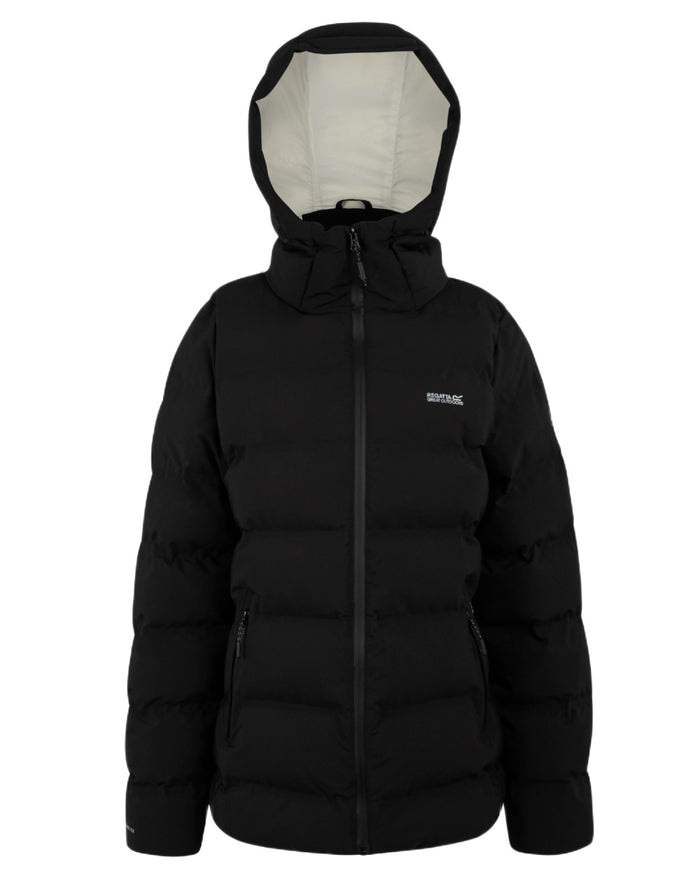 Black Coloured Regatta Womens Altoro Thermal Padded Jacket on white background #colour_black