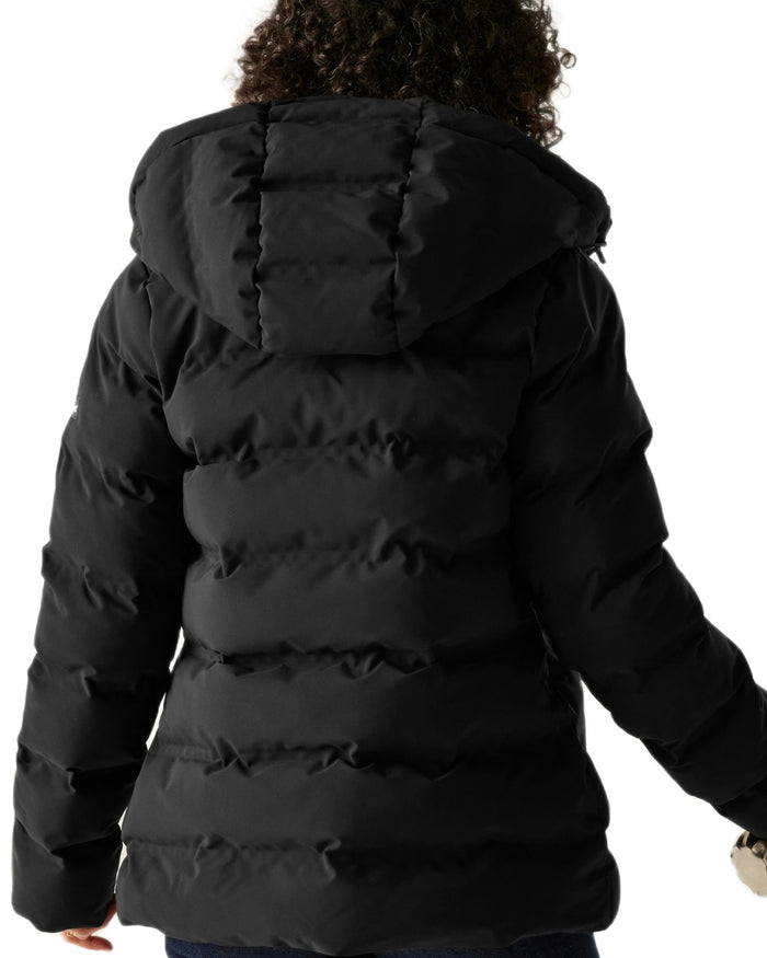 Black Coloured Regatta Womens Altoro Thermal Padded Jacket on white background #colour_black