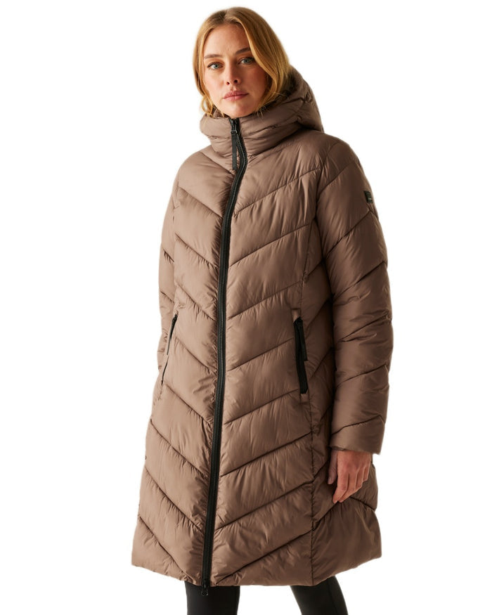 Mocha Perfectly Pale Coloured Regatta Womens Anita Quilted Jacket on white background #colour_mocha-perfectly-pale