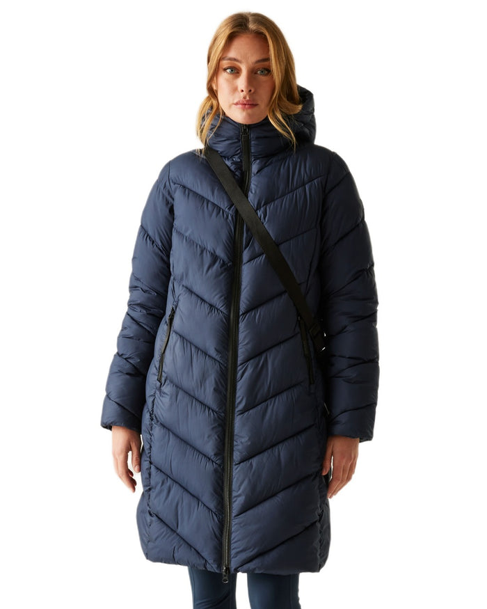 Navy Coloured Regatta Womens Anita Quilted Jacket on white background #colour_navy