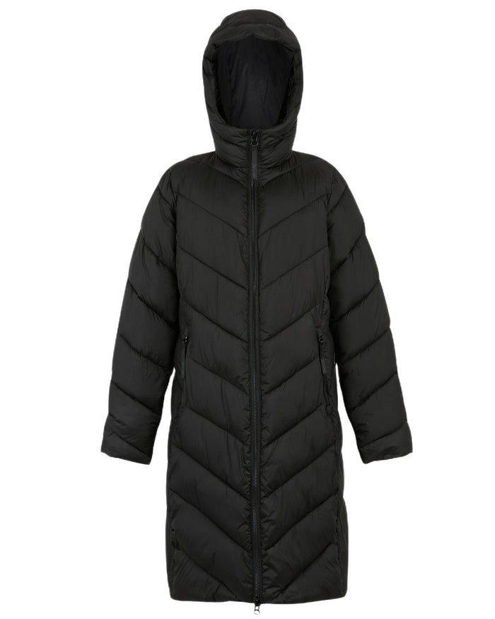 Black Coloured Regatta Womens Anita Quilted Jacket on white background #colour_black