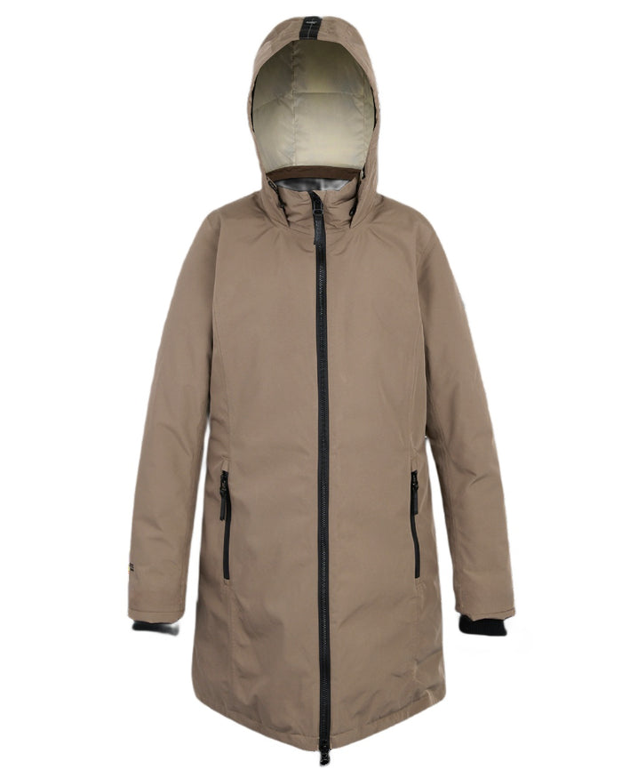Mocha Perfectly Pale Coloured Regatta Womens Marron Waterproof Insulated Jacket on white background #colour_mocha-perfectly-pale