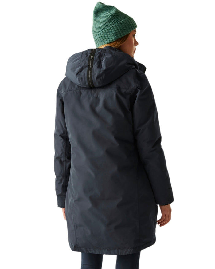 Navy Green Haze Coloured Regatta Womens Marron Waterproof Insulated Jacket on white background #colour_navy-green-haze