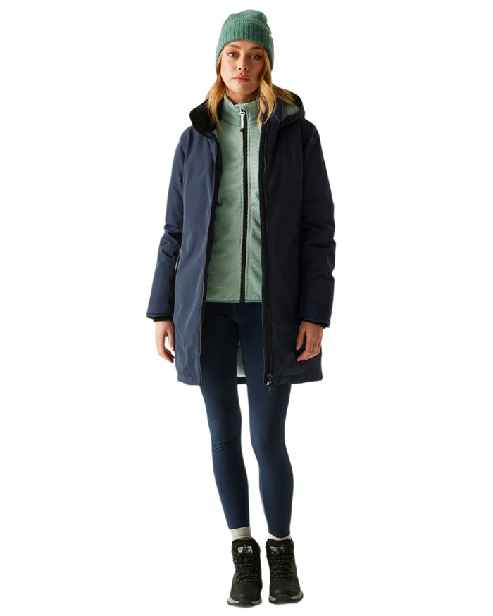 Navy Green Haze Coloured Regatta Womens Marron Waterproof Insulated Jacket on white background #colour_navy-green-haze