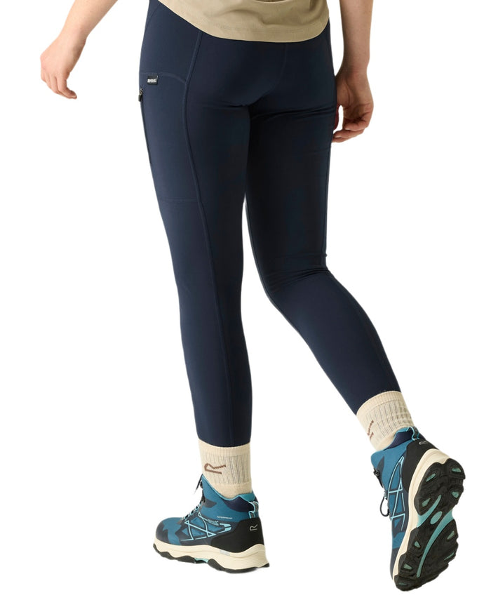 Navy Coloured Regatta Womens Monira Hiking Leggings on white background #colour_navy