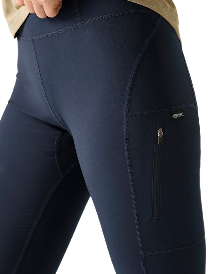 Navy Coloured Regatta Womens Monira Hiking Leggings on white background #colour_navy