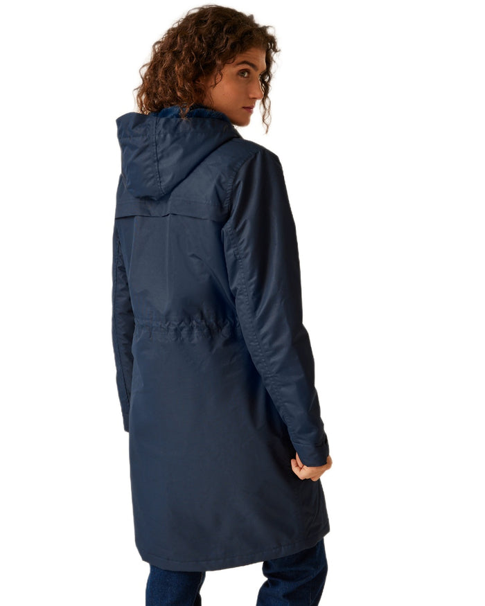 Navy Coloured Regatta Womens Romine II Waterproof Parka Jacket on white background #colour_navy