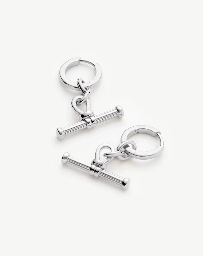 Ridge T-Bar Drop Huggies | Silver Plated Earrings Missoma
