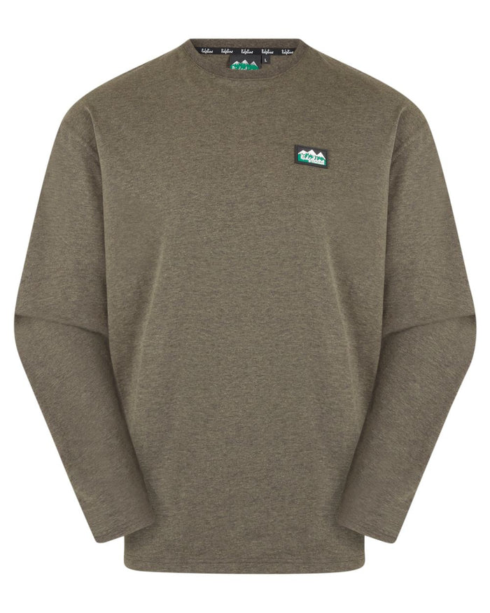 Smokey Olive Marl Coloured Ridgeline Baseline Top on white background #colour_smokey-olive-marl