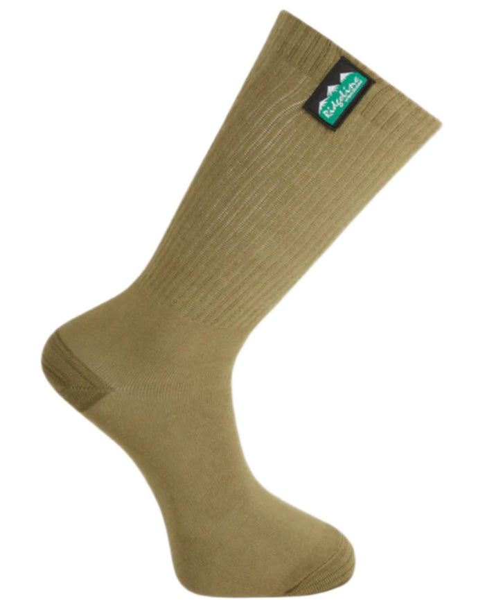 Olive Multi coloured Ridgeline Cotton Light Work Mid Length Socks 3 Pack on white background #colour_olive-multi