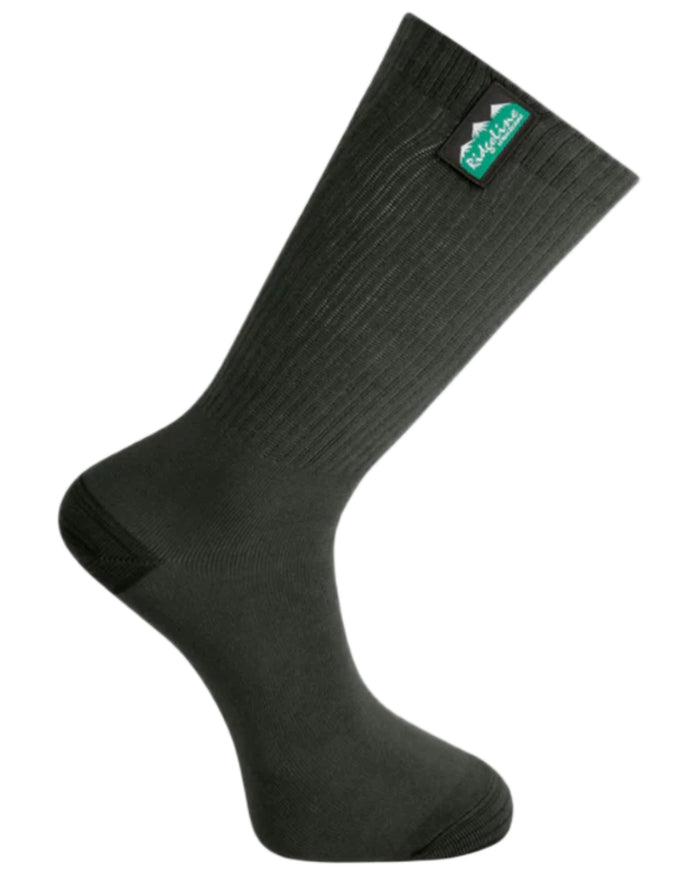 Olive Multi coloured Ridgeline Cotton Light Work Mid Length Socks 3 Pack on white background #colour_olive-multi