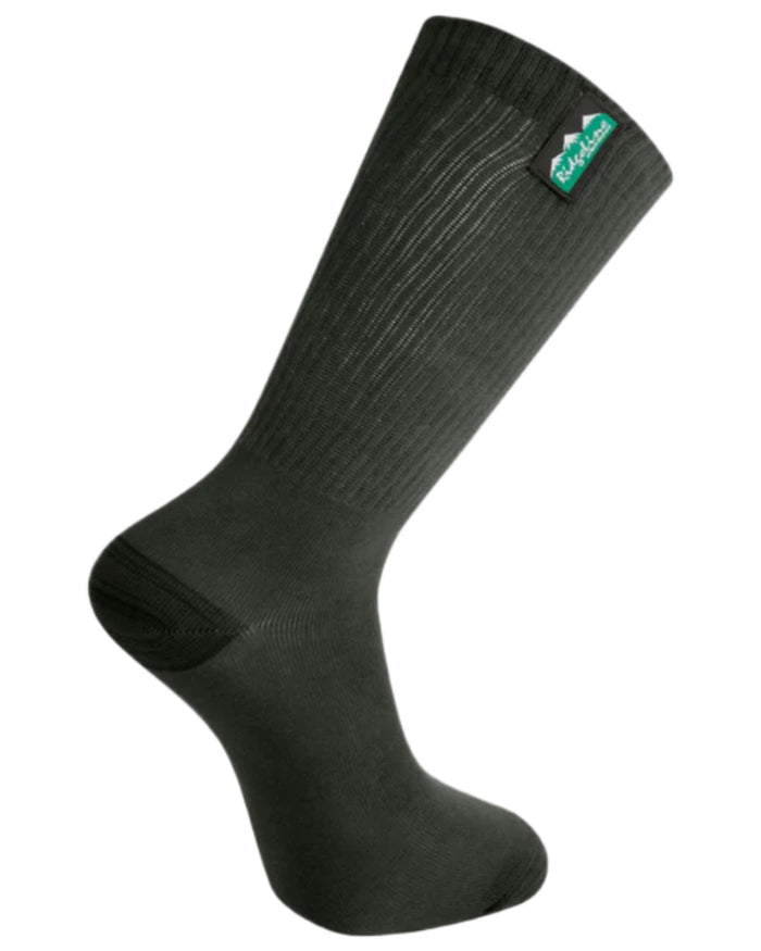 Olive Multi coloured Ridgeline Cotton Light Work Mid Length Socks 3 Pack on white background #colour_olive-multi