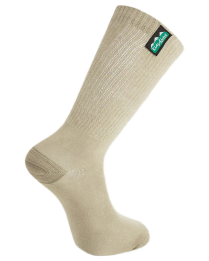Olive Multi coloured Ridgeline Cotton Light Work Mid Length Socks 3 Pack on white background #colour_olive-multi