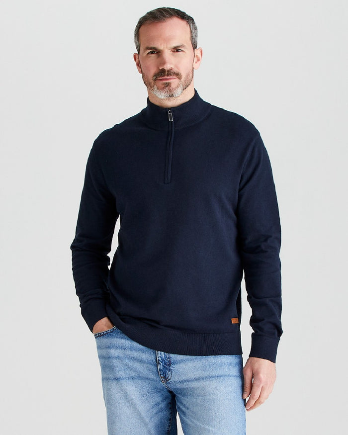 Navy coloured Ridgeline Hartland 1/4 Zip Pullover on grey background #colour_navy