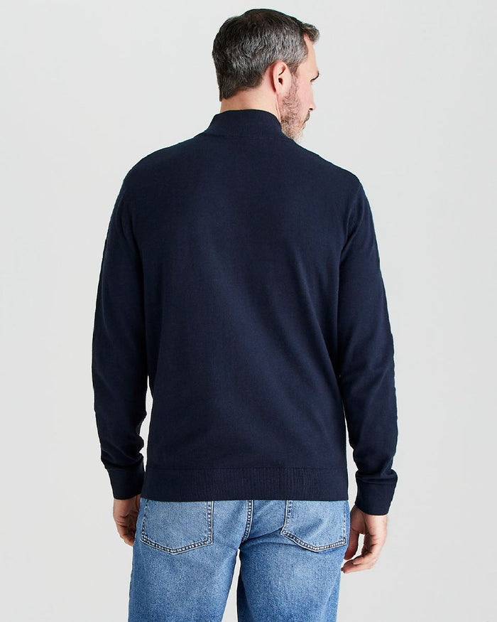 Navy coloured Ridgeline Hartland 1/4 Zip Pullover on grey background #colour_navy