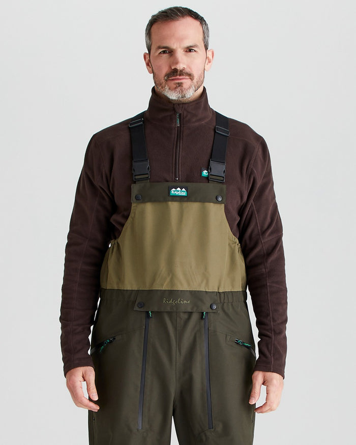 Deep Forest coloured Ridgeline Mens Agri Pro Bib & Brace on grey background #colour_deep-forest