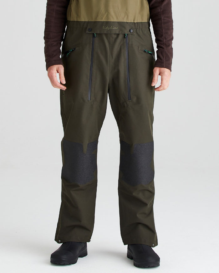 Deep Forest coloured Ridgeline Mens Agri Pro Bib & Brace on grey background #colour_deep-forest