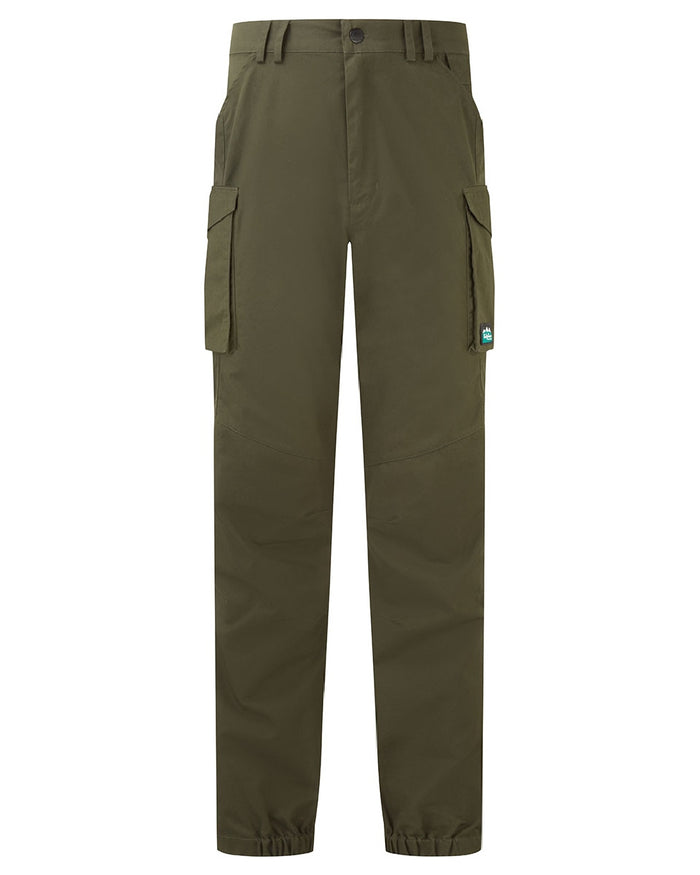 Deep Forest coloured Ridgeline Mens Grafter Trousers on white background #colour_deep-forest