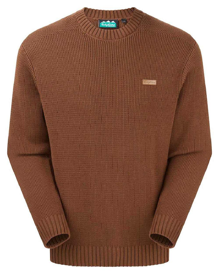Nutmeg coloured Ridgeline Mens Journeyman Knit Jumper on white background #colour_nutmeg