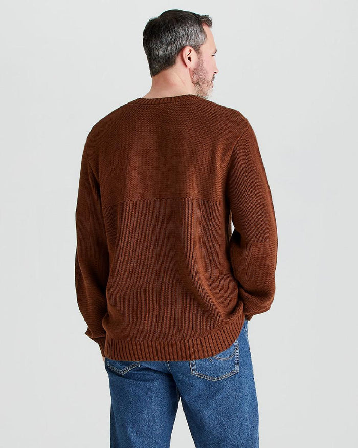 Nutmeg coloured Ridgeline Mens Journeyman Knit Jumper on grey background #colour_nutmeg