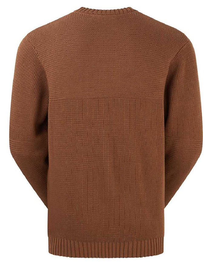 Nutmeg coloured Ridgeline Mens Journeyman Knit Jumper on white background #colour_nutmeg